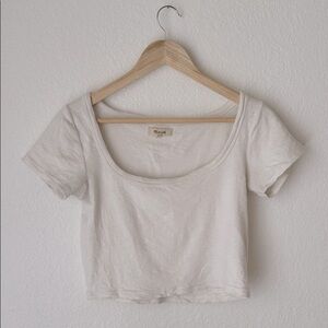 Madewell Cotton blend white crop top tee